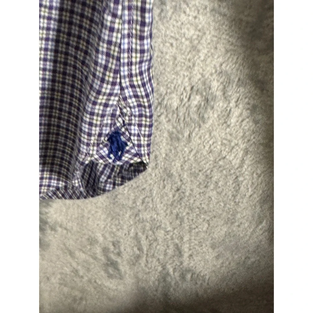 Polo Ralph Lauren Slim Fit Shirt Purple Blue Micro Check‎ Italian Fabric 42 16.5